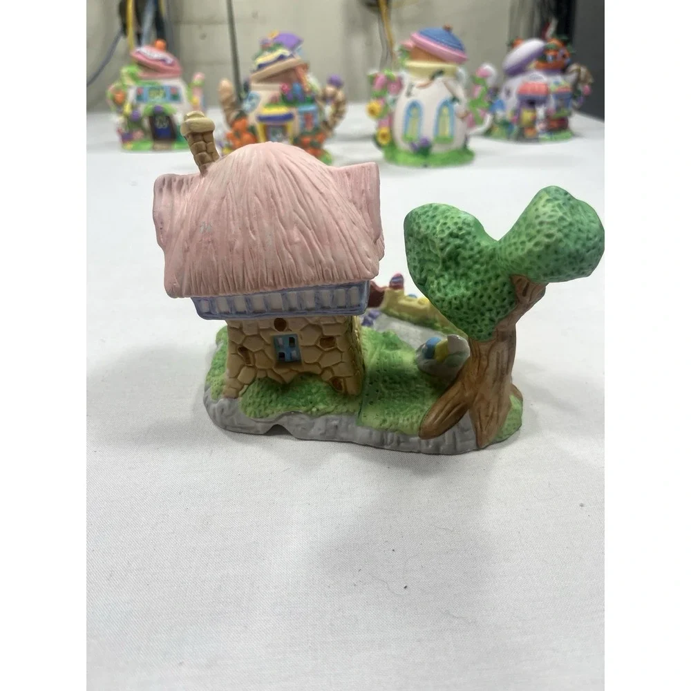 Set of 4 Rabbit Village Cottages Coffee Shop Bakery Flower Shop Houses
